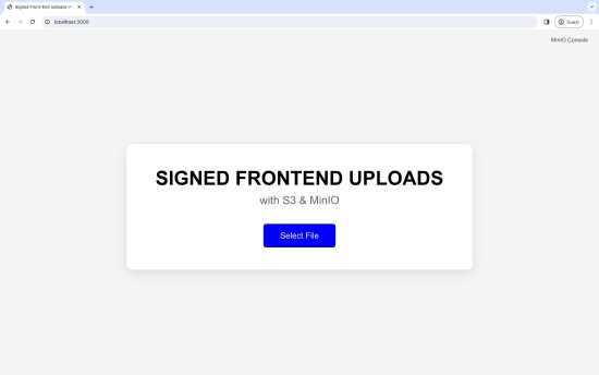 Screenshot of Signed Frontend Uploads Example