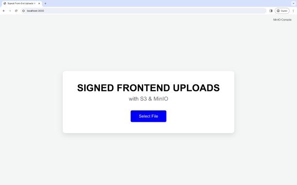 Signed Frontend Uploads Example Screenshot